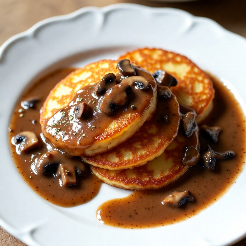 placki ziemniaczane z sosem pieczarkowym placki ziemniaczane z sosem pieczarkowym